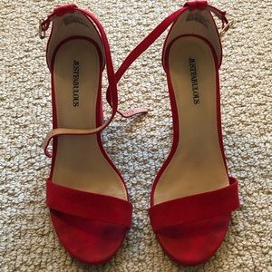 Red suede sandals